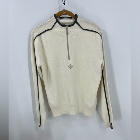 Meister Sport collection quarter zip snowflake wool blend sweater L - Picture 3 of 10